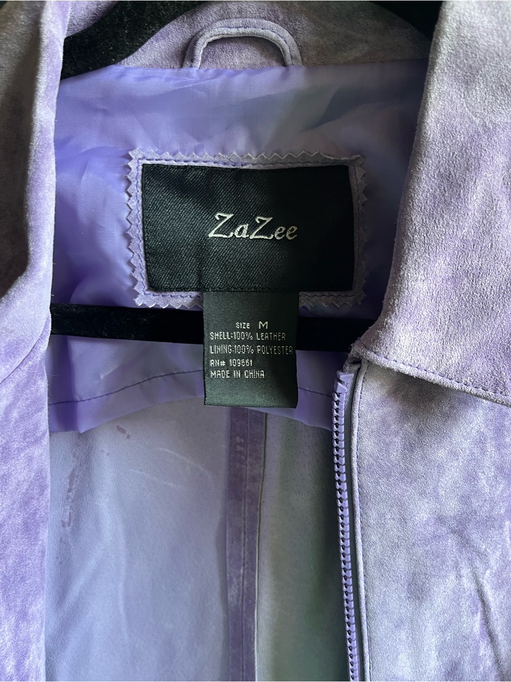 Women's Lavender Suede Zip Jacket - Picture 2 of 7